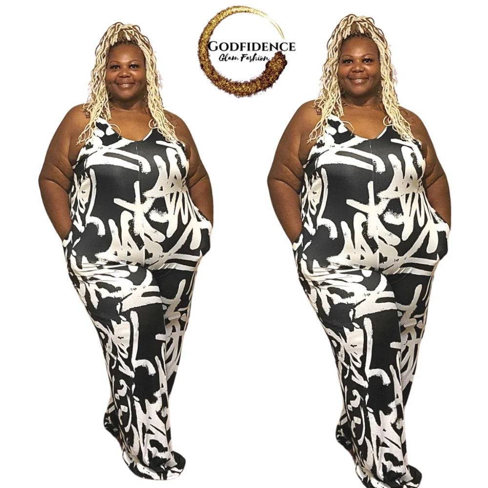 Plussize Printed Jumpsuit - Picture 1 of 4